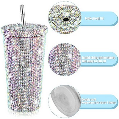 Bling Diamond Stainless Steel Vacuum Thermal Straw Tumbler