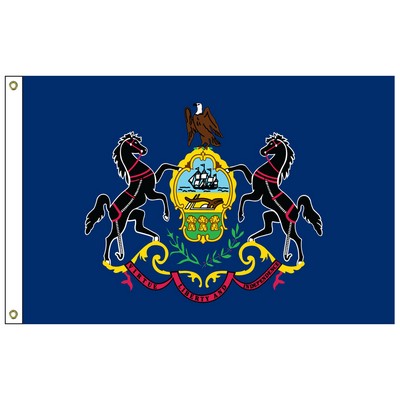 Pennsylvania 3' x 5' 2-ply Poly Flag w/ Heading & Grommets