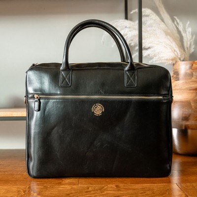 Leather Laptop Bag - Black