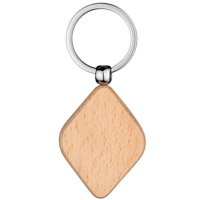 Diamond Shape Wood Keychain