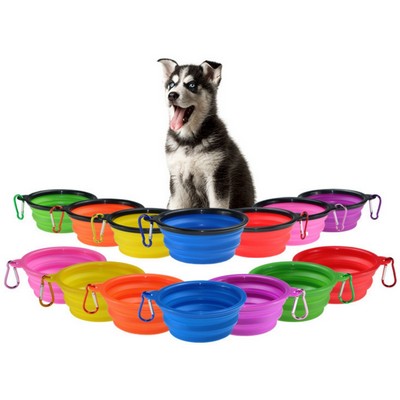 Portable Silicone Pet Bowl With Carabiner With Hook