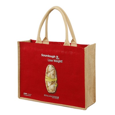 Custom Two-tone Burlap Jute Shopping Bag