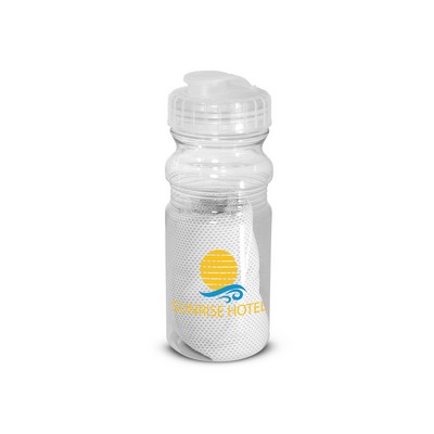 Cooling Towel in Water Bottle. Please refer to primeline.com for kit decoration options.