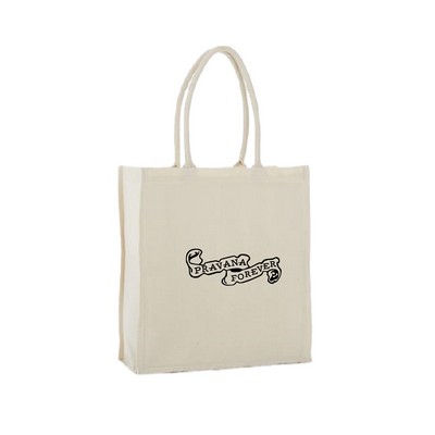 100 % Cotton Tote With Fancy Web Handle Full Side & Bottom Gusset