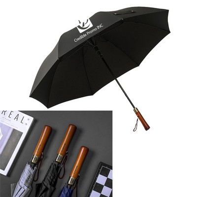 Quality Premium Auto Open Golf Umbrella With Wooden Handle-55" Arc