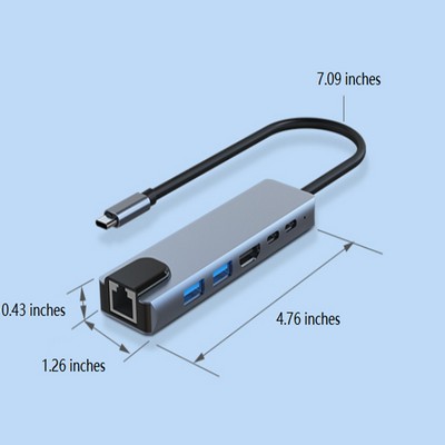 6-in-1 Laptop Multi-Function Docking Station w/Type C Hub