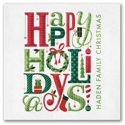 Happy Holiday Typography Beverage Ooh La Color® Napkin