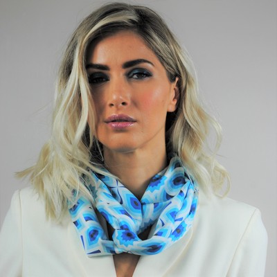 Custom Printed 100% Silk Luxury Infinity Ladies Scarf 10" x 70"