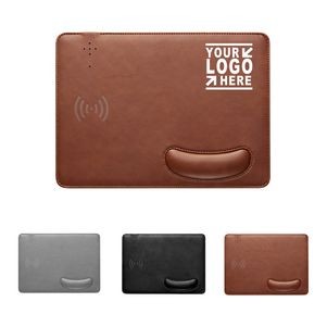 PU Leather Wireless Mouse Pad w/ Wrist Rest