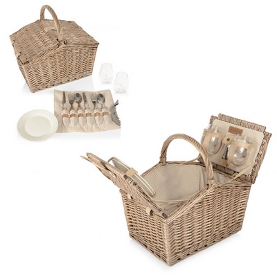 Piccadilly Double Lid Picnic Basket w/Service for Two Piccadilly Double Lid Picnic Basket w/Service