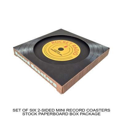 2-Sided Mini Record Coasters - Set of 6 - Stock Paperboard Box (No Imprint)