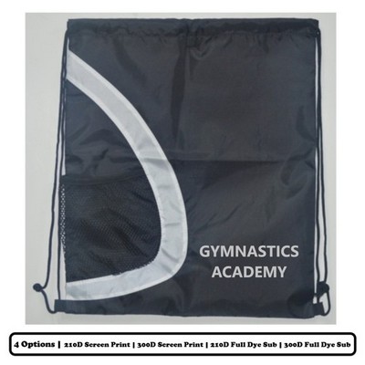 Full Sublimation Multi-Panel Semi-Circle Design Polyester Drawstring Bag With Bottle Holder