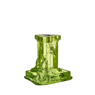 Kosta Boda Medium Kryptonite Green Rocky Baroque Candlestick