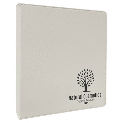 3 Ring Binder w/1" Slant Ring, White Faux Leather, 10 1/2" x 11 1/2"