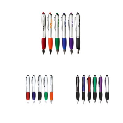 Action- Rubber Ballpoint Pen With Stylus/Stylus Pen