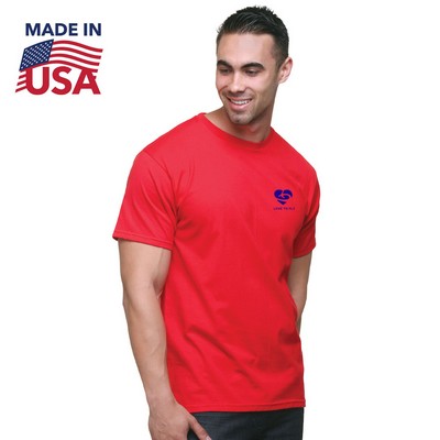 100% USA Made Unisex Fine Jersey Crew Tee Shirt