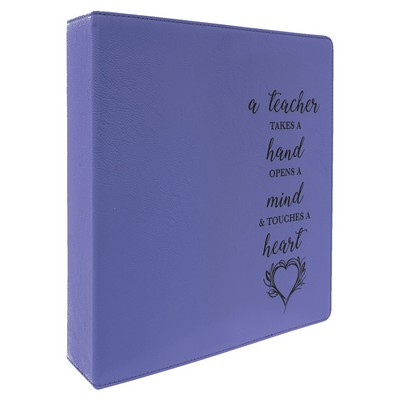 3 Ring Binder w/2" Slant Ring, Purple Faux Leather, 11" x 11 1/2"