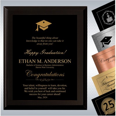 Black Matte Finish Wood Graduation Gift Plaque (12" x 15")