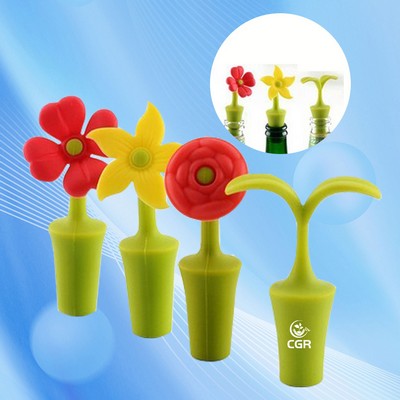 Flower-Shaped Silicone Wine Stoppers