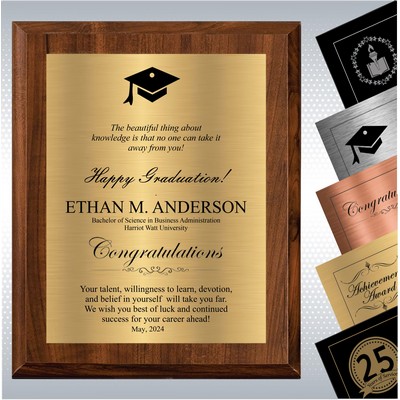 Cherry Finish Wood Personalized Graduation Gift Plaque (9"x12")