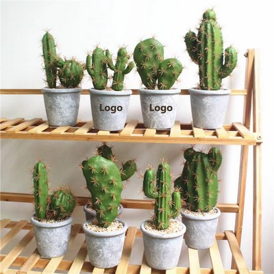 Artificial Cactus Plants Faux Plants Fake Succulent Plant With Gray Pot For Home Office Decor