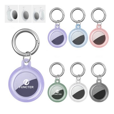 Circular Silicone Key Tag Tracker Cover Key Ring Case Access Card Sleeve Anti-Lost Protector Holder