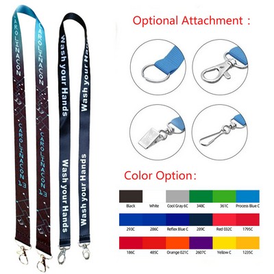 3/4" Sublimated Lanyard w/ Double Metal Bulldog Clip