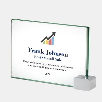 Color Imprinted Jade Achievement Award with Chrome Rectangle (S)