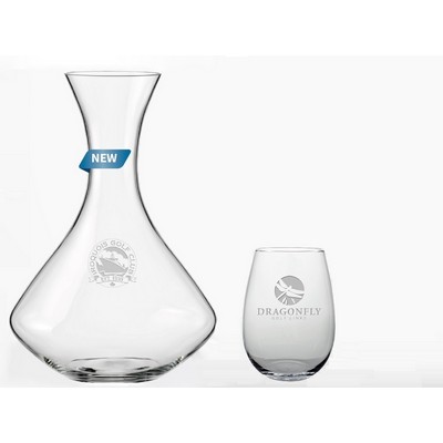 Oasis Wine Carafe 1.5L & 4 Stemless Wine Glasses-Set 1 Etch*