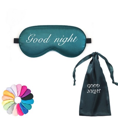 Soft adjustable Satin Sleeping Eye Mask with drawstring pocket