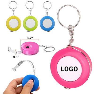 60" Mini Dual Sided Round Retractable Soft Measuring Tape w/Key Ring