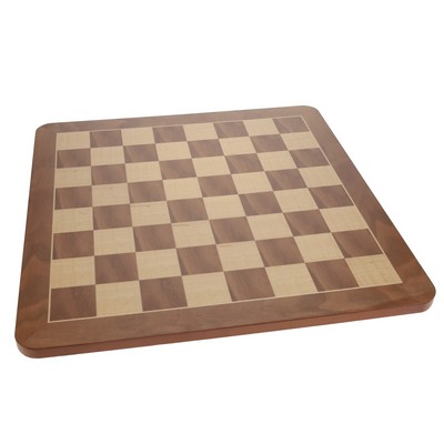 Deluxe Chess Board - Walnut Root Wood with Rounded Corners 19 in.