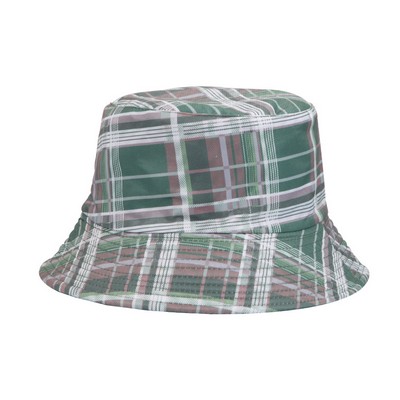 #4 Striped Check Pattern Basin Cap Bucket Hat