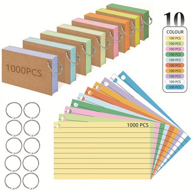 100 PCS Colored Flash Cards with Ring