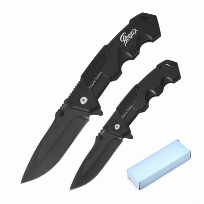 Tactical Knife With Matte Black Stainless Steel Blade