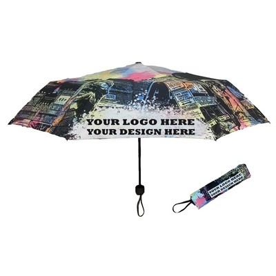 42" Arc Full Color Folding Umbrella with Pouch