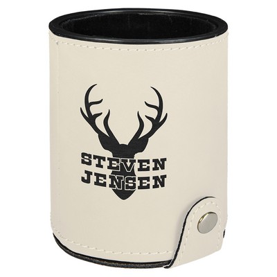 White Leatherette Dice Cup w/ 5 Dice