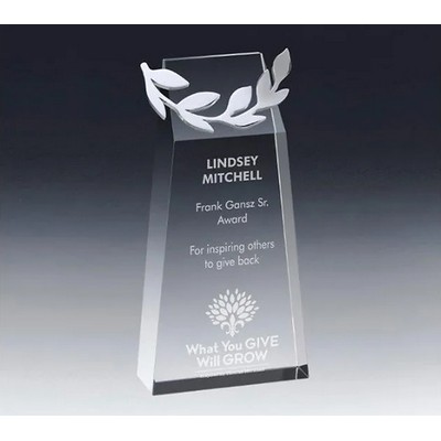 Laurel Award on Clear Crystal Obelisk Base