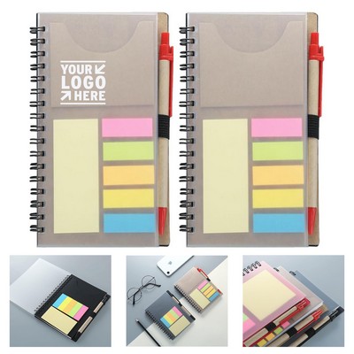 6.3 x 4.72 Inch Spiral Notepad with Pen, Sticky Notes, and Page Markers