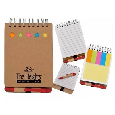 Star Design Sticky Flag Jotter Note Pad with Pen