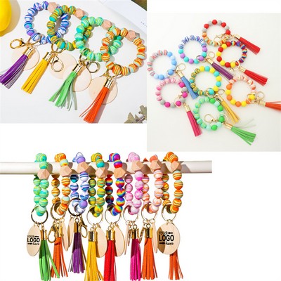 Elastic Bead Bracelet Key Chain