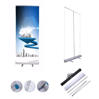 Retractable Banner Stand with Custom Printed 23" x 63" Sign