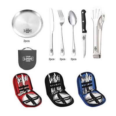 10pcs Kit Portable Tableware Picnic Eating Utensils Set