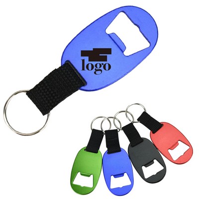 Flat Bottle Opener With Circular Keychain