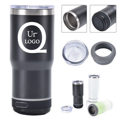 16Oz Stainless Steel Tumbler With Speaker