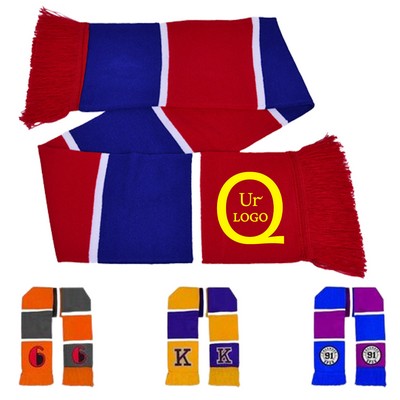 Embroidery Knit Sports Fan Scarf