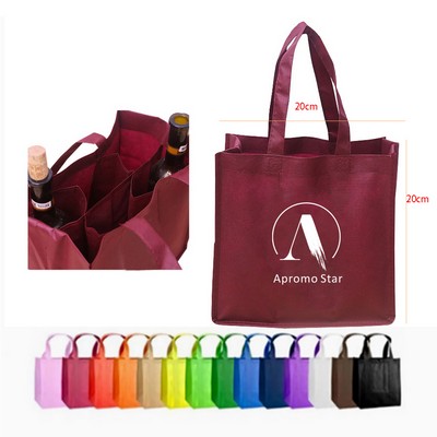 Non-Woven 6 Grids Wine Tote Bag Beer Pouch