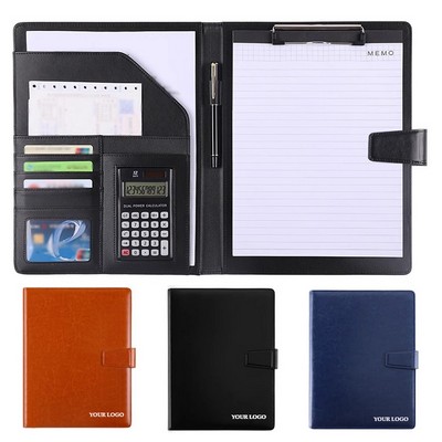 PU Leather Calculator Clipboard A4 File Filler