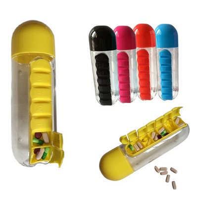 600ML Plastic Water Bottle With Pill Case