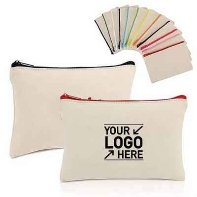 9" X 6.8" Cotton Canvas Zipper Pouch